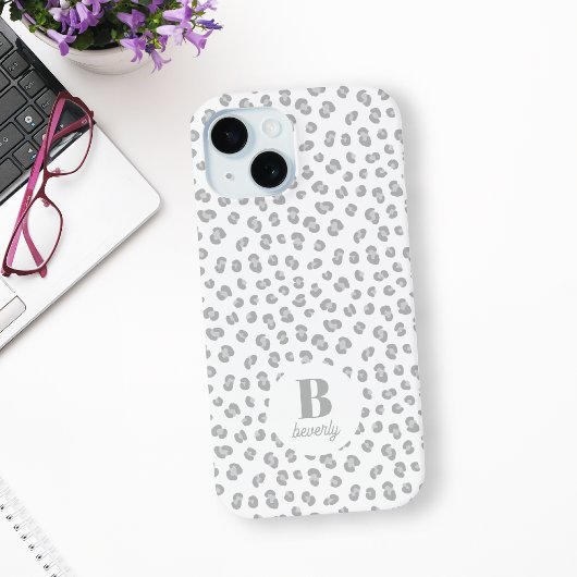 Coques Case-Mate iPhone Imprimé Léopard des Neiges Monogrammé Moderne