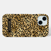 Coques Case-Mate iPhone Imprimé léopard en feuille d'or monogrammé (Verso (horizontal))