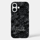 Coques Case-Mate iPhone Imprimé léopard gris noir élégant monogramme (Verso)