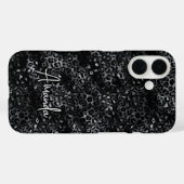 Coques Case-Mate iPhone Imprimé léopard gris noir élégant monogramme (Verso (horizontal))