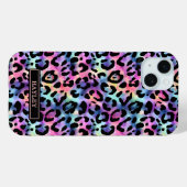 Coques Case-Mate iPhone Imprimé léopard iridescent monogrammé (Verso (horizontal))