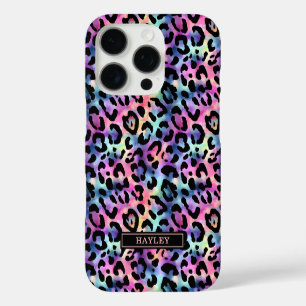 Coques iPhone 16 Pro Imprimé léopard iridescent monogrammé