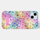 Coques Case-Mate iPhone Imprimé léopard iridescent pastel monogrammé (Verso (horizontal))