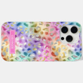 Coques Case-Mate iPhone Imprimé léopard iridescent pastel monogrammé (Verso (horizontal))