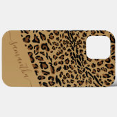 Coques Case-Mate iPhone Imprimé léopard marron noir Nom élégant en script (Verso (horizontal))