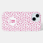 Coques Case-Mate iPhone Imprimé Léopard Rose Monogrammé Moderne (Verso (horizontal))