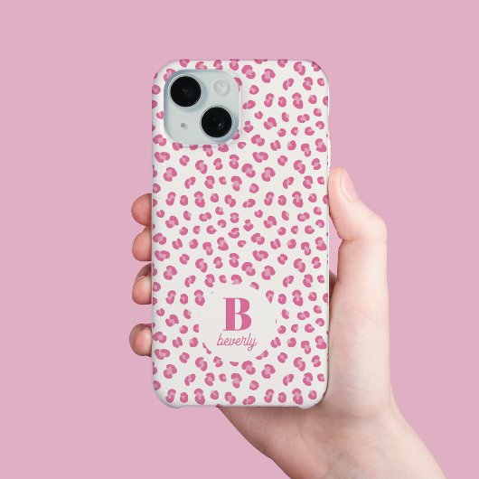 Coques Case-Mate iPhone Imprimé Léopard Rose Monogrammé Moderne