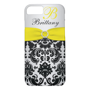Coques Pour iPhone IMPRIMÉ RIBBON Noir Jaune Argent Damas iPhone 7