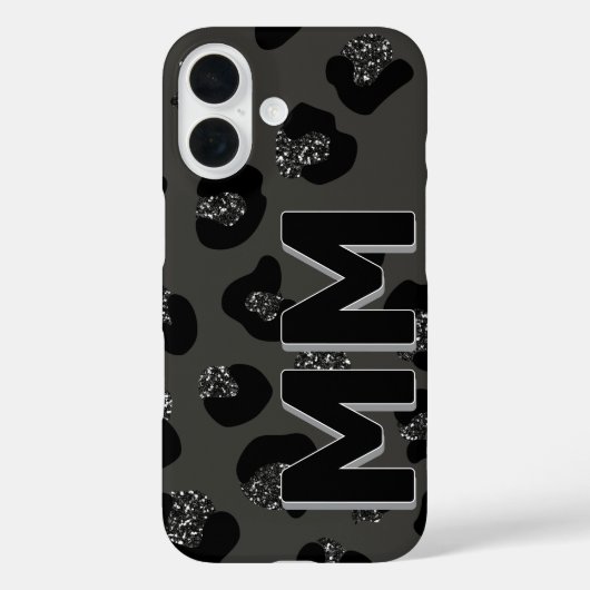 Coques Case-Mate iPhone Imprimé tendance de léopard noir ombre foncée mono (Verso)