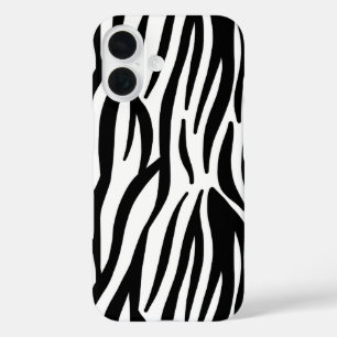 Coques iPhone 16 imprimé zèbre noir blanc