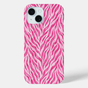 Coque Pour iPhone 15 Imprimé Zèbre Rose Vibrant