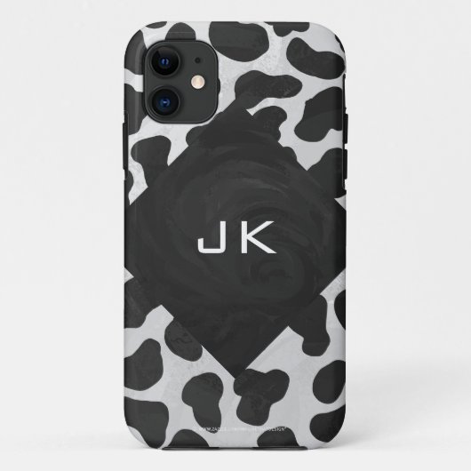 Coques Case-Mate iPhone Imprimés noir et blanc Monogramme Dalmatien (Dos)