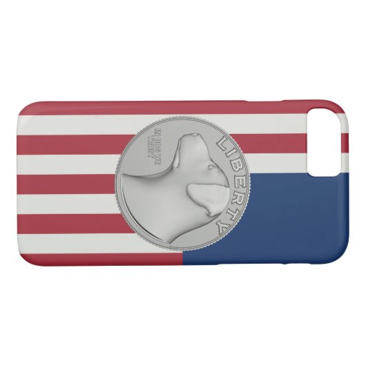 Coques Case-Mate iPhone In Dog We Trust - Coin on USA flag (Dos (Horizontal))
