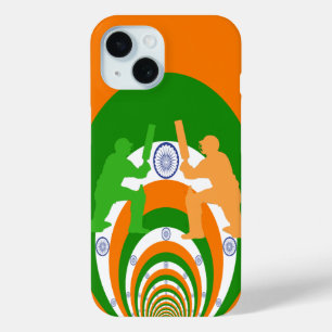 Coque Pour iPhone 15 Inde Cricket Spirit Design abstrait