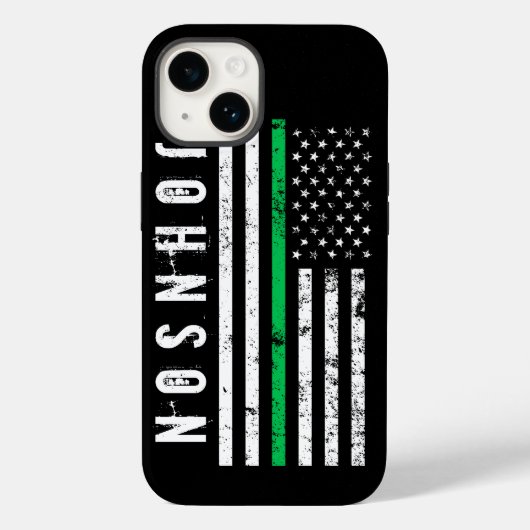 Coques Case-Mate iPhone Indicateur à thème Ligne verte mince | Nom personn (Verso)