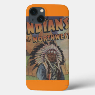 Etui iPhone 13 Indiens du nord-ouest - chef indien et Teepee