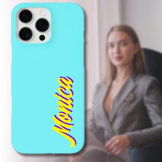 Coques Case-Mate iPhone Indigo 3D jaune Nom moderne | Funny Electric Blue