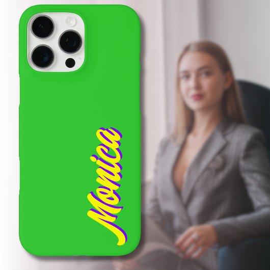 Coques Case-Mate iPhone Indigo 3D jaune Nom moderne | Funny Lime Green