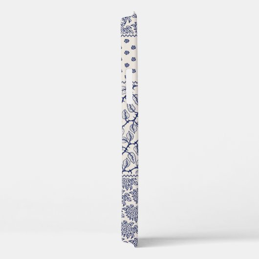 Coques Case-Mate iPhone Indigo Bleu Beige Floral Patchwork (Verso / Droite)