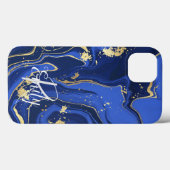 Coques Case-Mate iPhone Indigo Blue Agate Marbre Nom Abstrait Monogramme (Verso (horizontal))