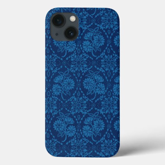 Coques Case-Mate iPhone Indigo Blue Floral Faux Lace Motif (Verso)
