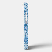 Coques Case-Mate iPhone Indigo Blue Floral Faux Lace Motif (Verso / Gauche)