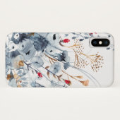 Coques Case-Mate iPhone Indigo & Ochre - Fleurs aquarelles (Dos (Horizontal))