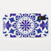 Coques Case-Mate iPhone Indigo Portugais Azulejos Carreaux bleu et blanc (Dos (Horizontal))