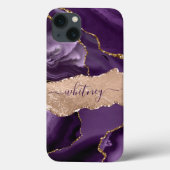 Coques Case-Mate iPhone Indigo Purple Agate & Rose Gold Parties scintillan (Verso)