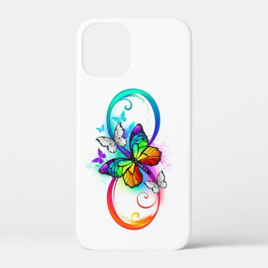 Coques Case-Mate iPhone Infini brillant avec papillon arc-en-ciel (Verso)