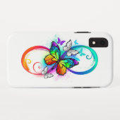 Coques Case-Mate iPhone Infini lumineux avec papillon arc-en-ciel (Dos (Horizontal))