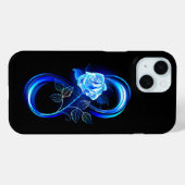 Coques Case-Mate iPhone Infini lumineux avec rose bleue (Verso (horizontal))