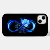 Coques Case-Mate iPhone Infini lumineux avec rose bleue (Verso (horizontal))
