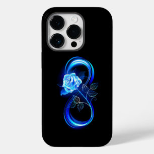Coque Pour iPhone 14 Pro Infini lumineux avec rose bleue