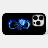 Coques Case-Mate iPhone Infini lumineux avec rose bleue (Verso (horizontal))
