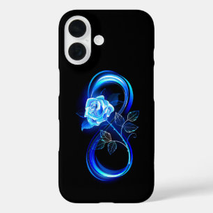 Coques iPhone 16 Infini lumineux avec rose bleue