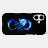 Coques Case-Mate iPhone Infini lumineux avec rose bleue (Verso (horizontal))