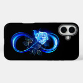 Coques Case-Mate iPhone Infini lumineux avec rose bleue (Verso (horizontal))