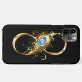 Coques Case-Mate iPhone Infinité avec plume de paon doré (Dos (Horizontal))