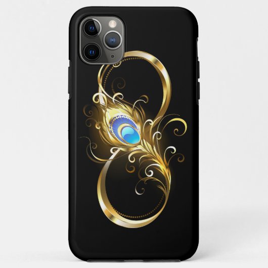 Coques Case-Mate iPhone Infinité avec plume de paon doré (Dos)