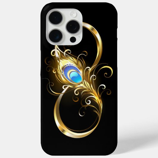Coques Case-Mate iPhone Infinité avec plume de paon doré (Verso)