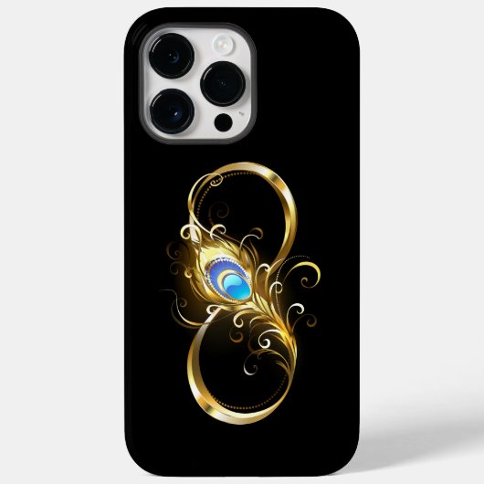 Coques Case-Mate iPhone Infinité avec plume de paon doré (Verso)