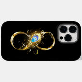 Coques Case-Mate iPhone Infinité avec plume de paon doré (Verso (horizontal))