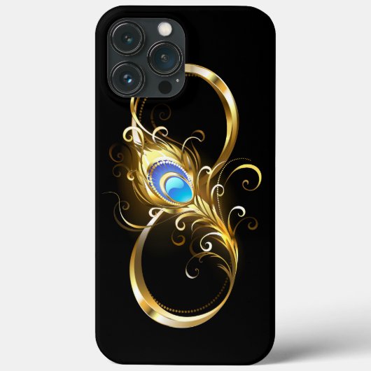 Coques Case-Mate iPhone Infinité avec plume de paon doré (Verso)