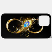 Coques Case-Mate iPhone Infinité avec plume de paon doré (Verso (horizontal))