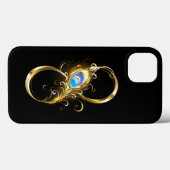 Coques Case-Mate iPhone Infinité avec plume de paon doré (Verso (horizontal))