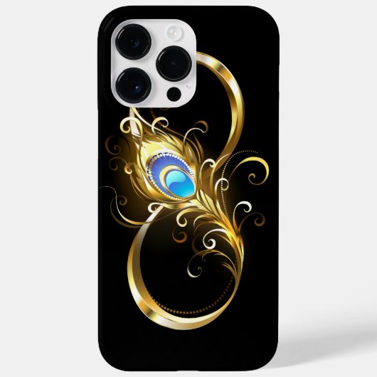 Coques Case-Mate iPhone Infinité avec plume de paon doré (Verso)