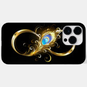 Coques Case-Mate iPhone Infinité avec plume de paon doré (Verso (horizontal))