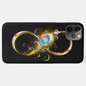Coques Case-Mate iPhone Infinité avec plume de paon doré (Dos (Horizontal))