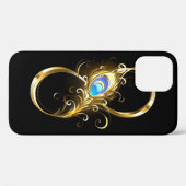 Coques Case-Mate iPhone Infinité avec plume de paon doré (Verso (horizontal))